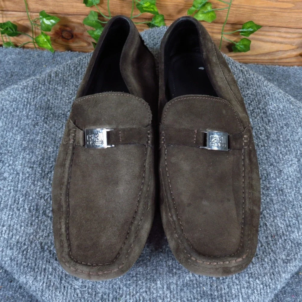 Cavalli Class Men Loafers Size 45 Luxury Driving Shoes Brown Suede Slip On